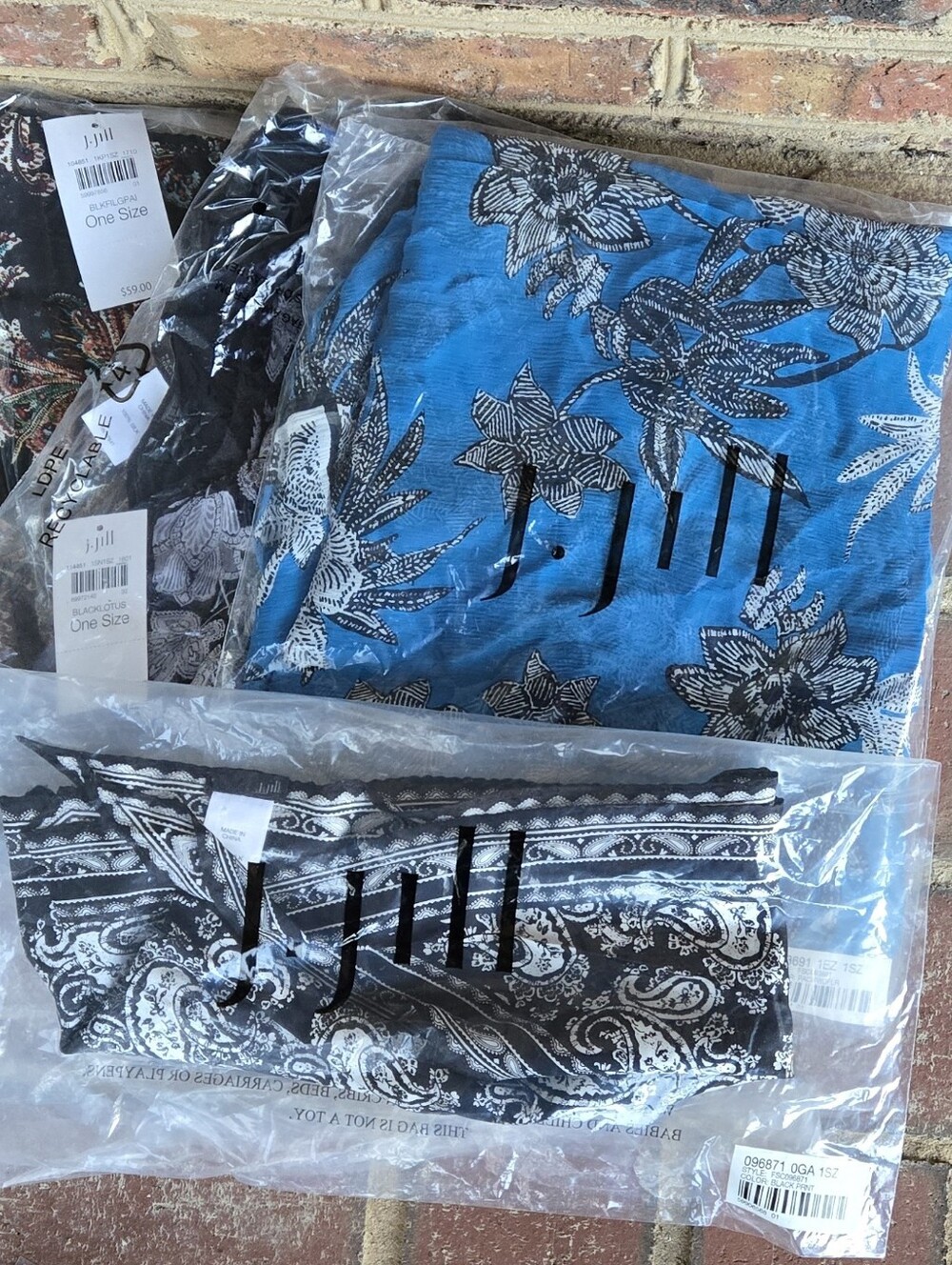 (4) J.Jill 100% Silk Printed Scarfs Floral Silk Scarves Set Of 4 NWT
